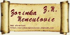 Zorinka Menčulović vizit kartica